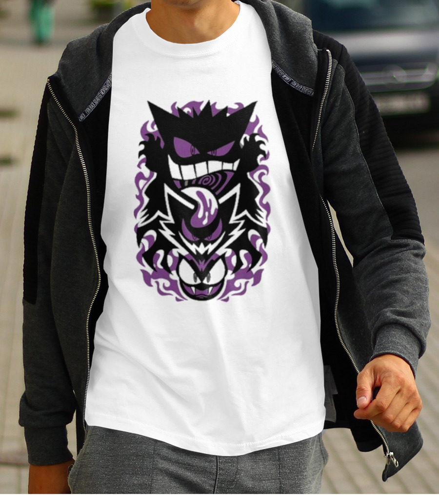 Versiris Haunted Gengar Gastly Ghastly Purple Flames T-Shirt