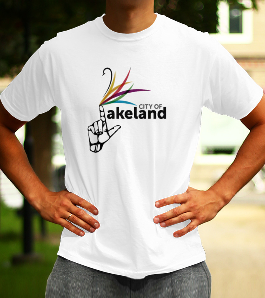 City Of Lakeland Hand Gesture With Colorful Feathers T-Shirt