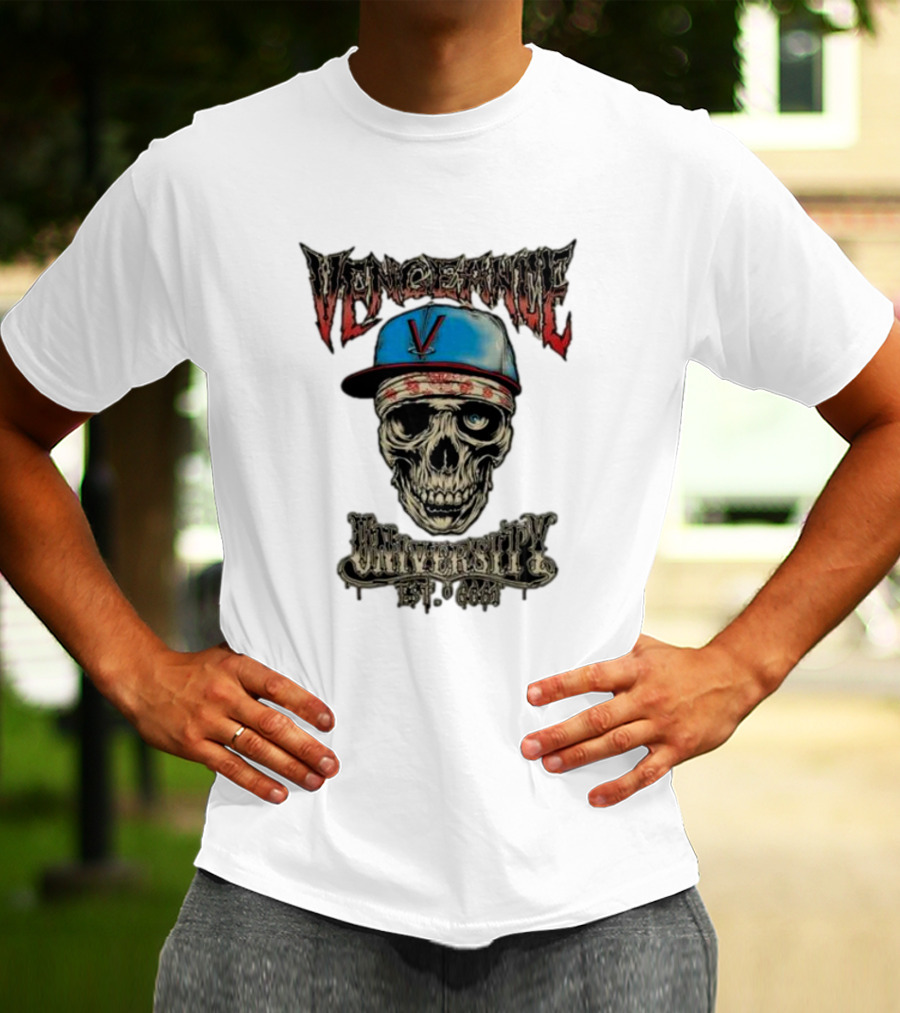 Vengeance University Zacky Vengeance Skull Cap Est 666 T-Shirt