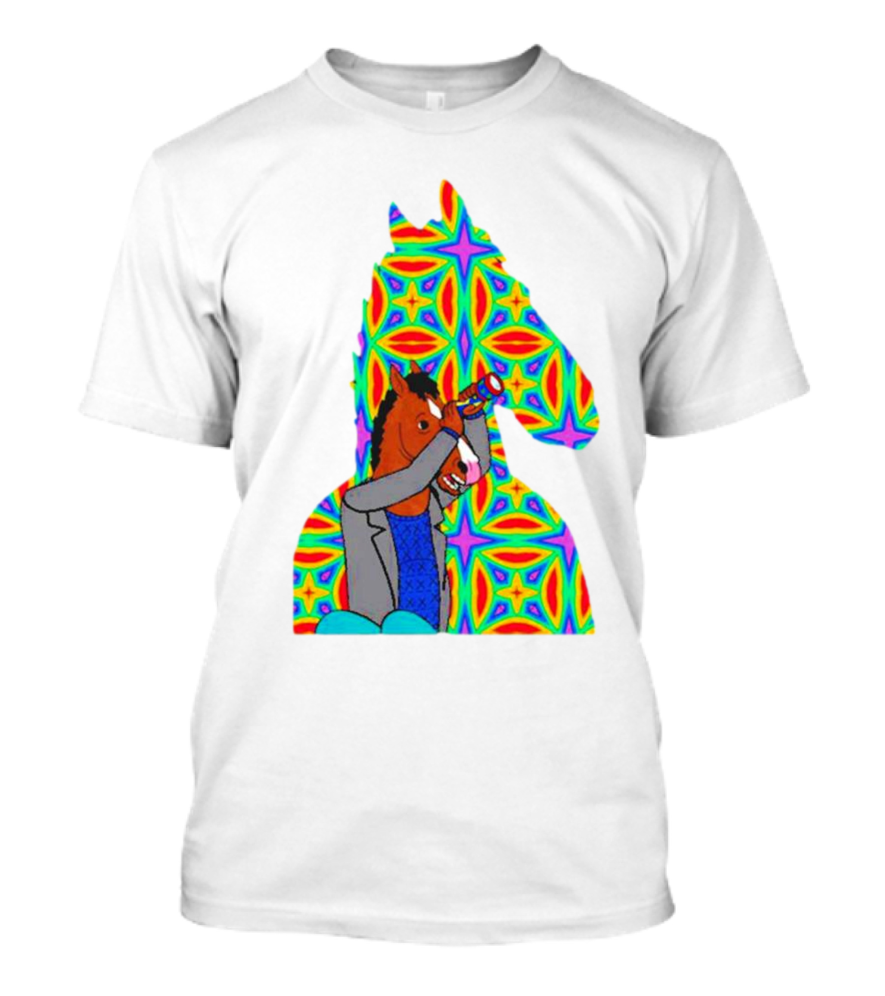 Psychedelic Bojack Horseman Silhouette With Colorful T-Shirt