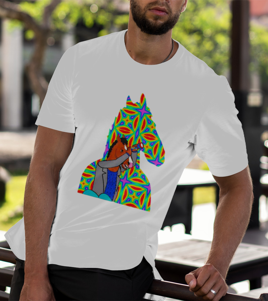 Psychedelic Bojack Horseman Silhouette With Colorful T-Shirt