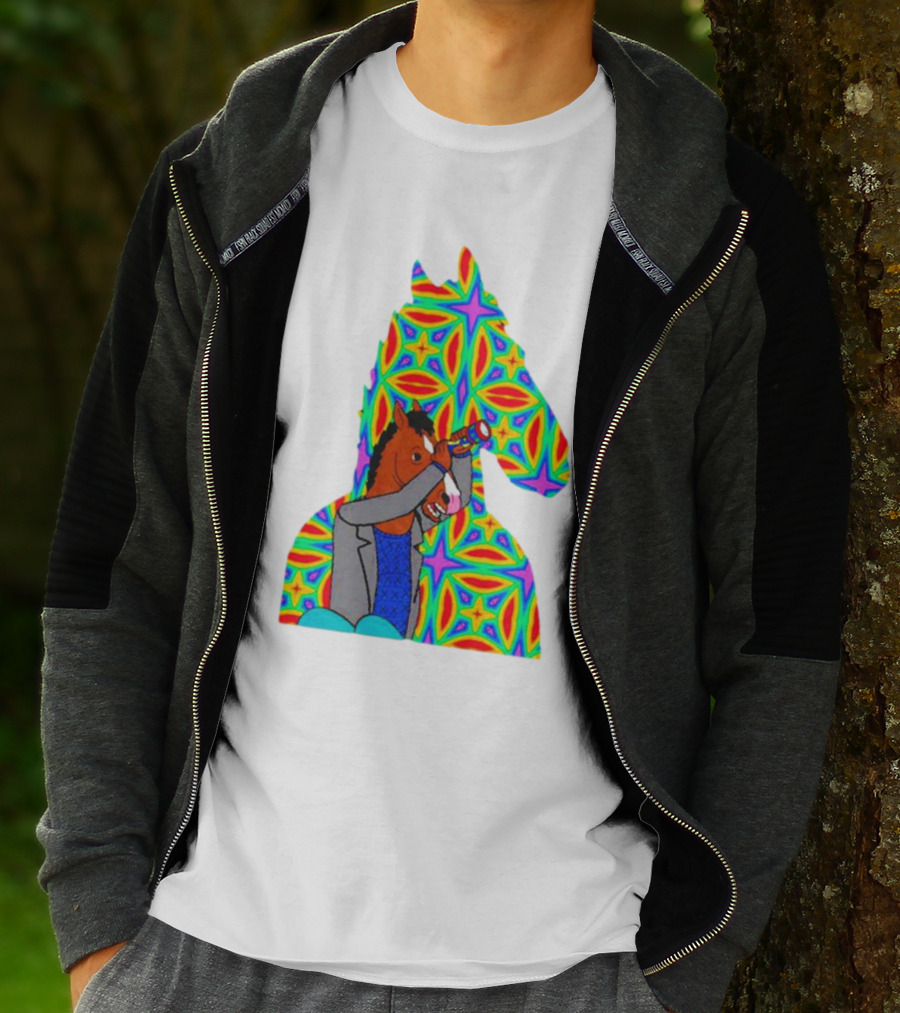 Psychedelic Bojack Horseman Silhouette With Colorful T-Shirt