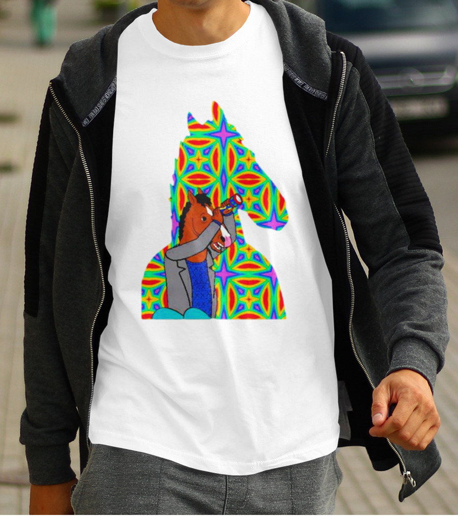 Psychedelic Bojack Horseman Silhouette With Colorful T-Shirt