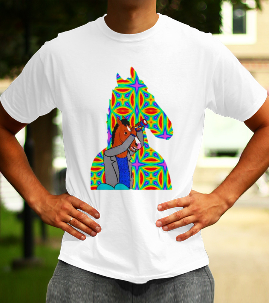 Psychedelic Bojack Horseman Silhouette With Colorful T-Shirt