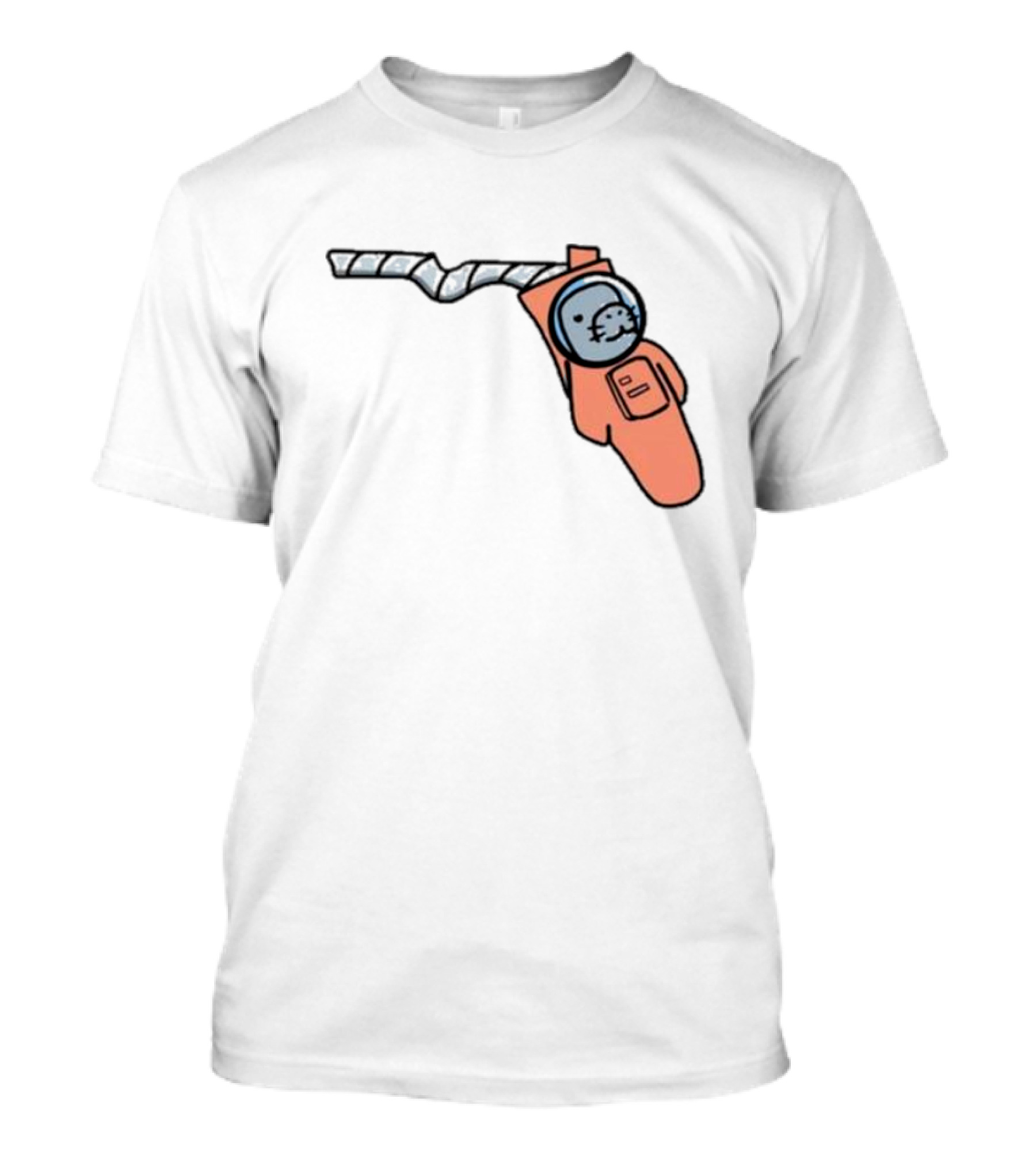 Florida Astronauts Manatee In Space Helmet Floating In Orange Suit T-Shirt