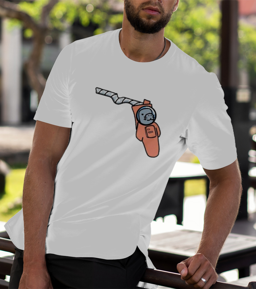 Florida Astronauts Manatee In Space Helmet Floating In Orange Suit T-Shirt