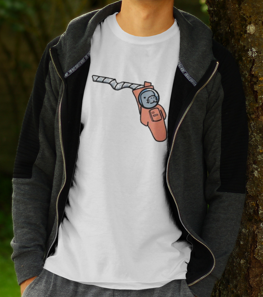 Florida Astronauts Manatee In Space Helmet Floating In Orange Suit T-Shirt