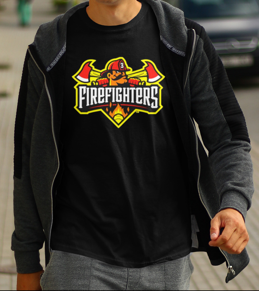 Firefighters Baseball Logo With Axes And Helmet T-Shirt