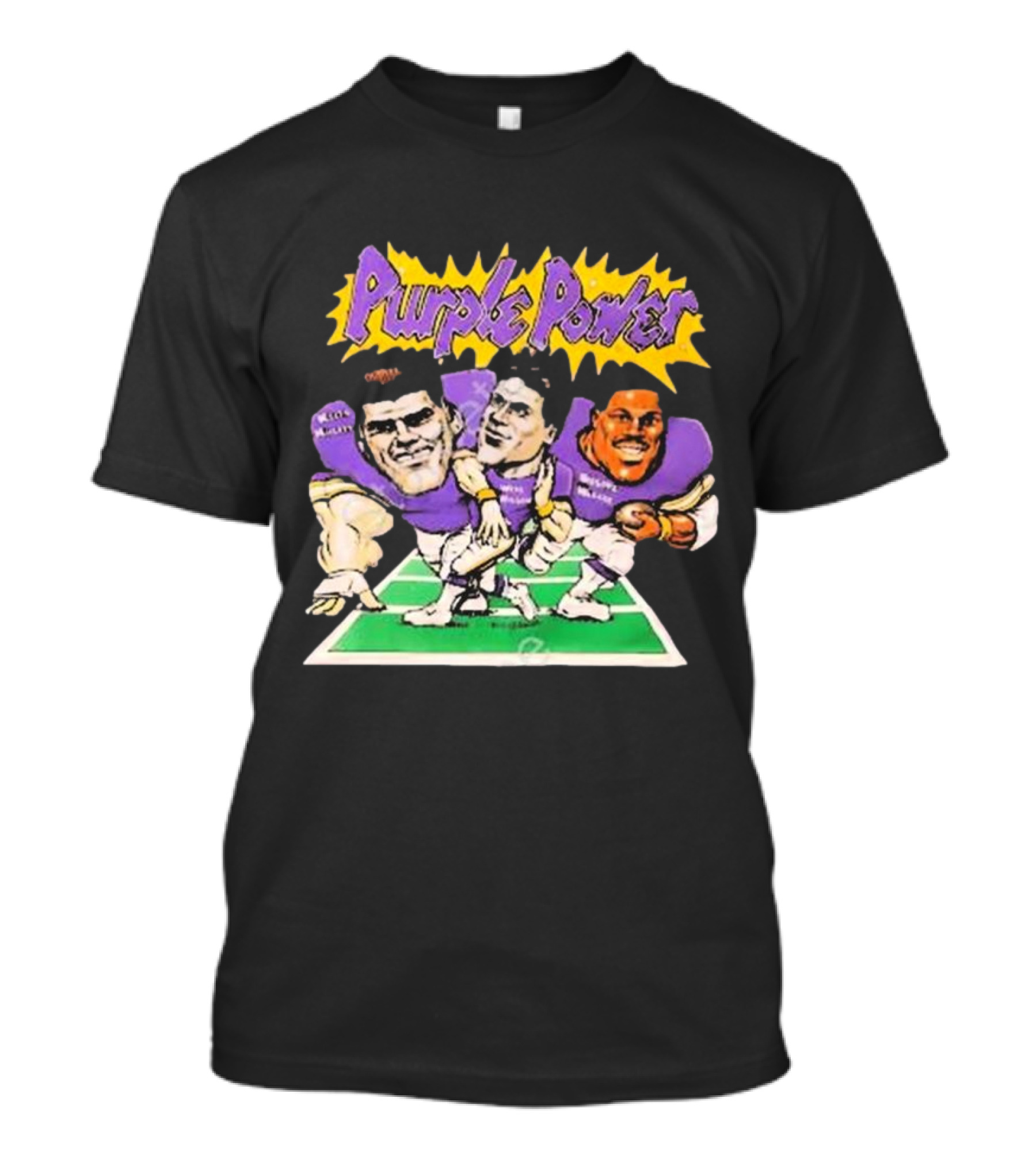 Purple Power Minnesota Vikings Cartoon Trio Caricature Football T-Shirt