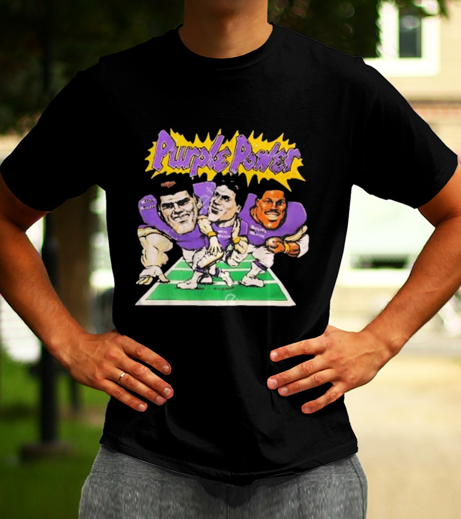 Purple Power Minnesota Vikings Cartoon Trio Caricature Football T-Shirt