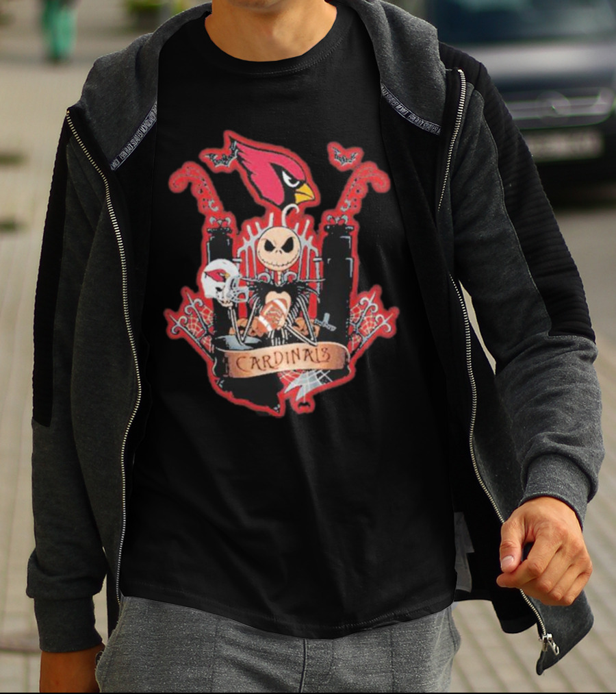 Jack Skellington Halloween Arizona Cardinals Fan T-Shirt