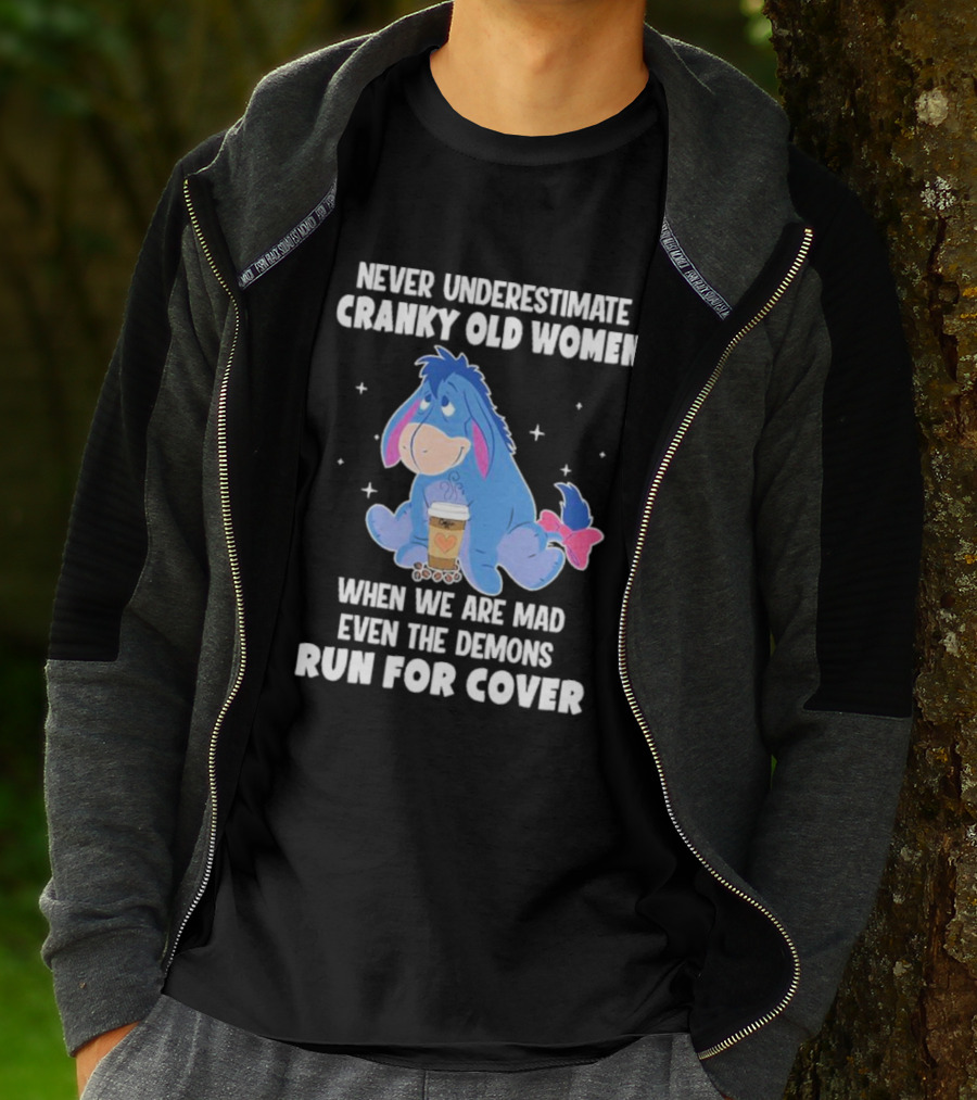 Eeyore Never Underestimate Cranky Old Women When We Are Mad Even The Demons Run For Cover T-Shirt