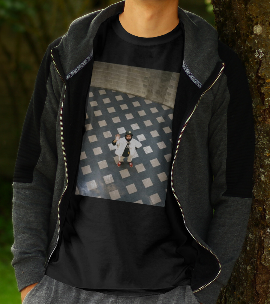 Mac Photo Off Waving Man In Grid Pattern Floor T-Shirt