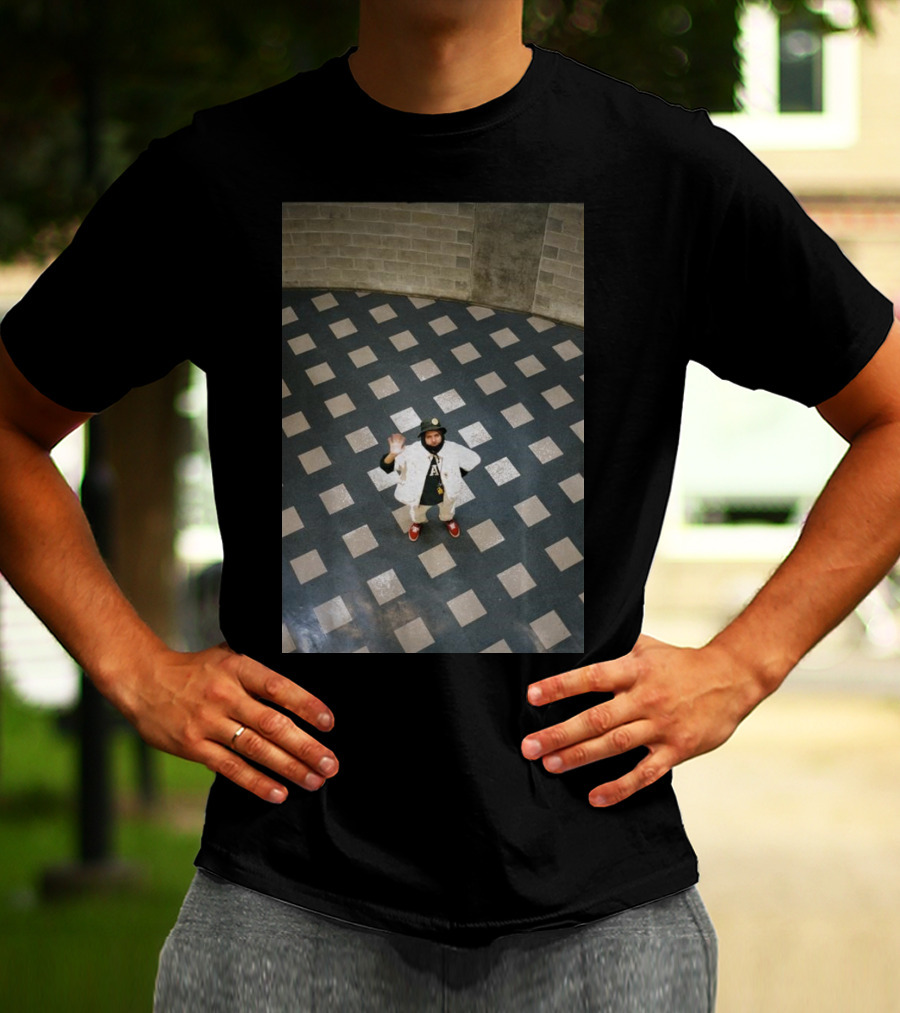 Mac Photo Off Waving Man In Grid Pattern Floor T-Shirt