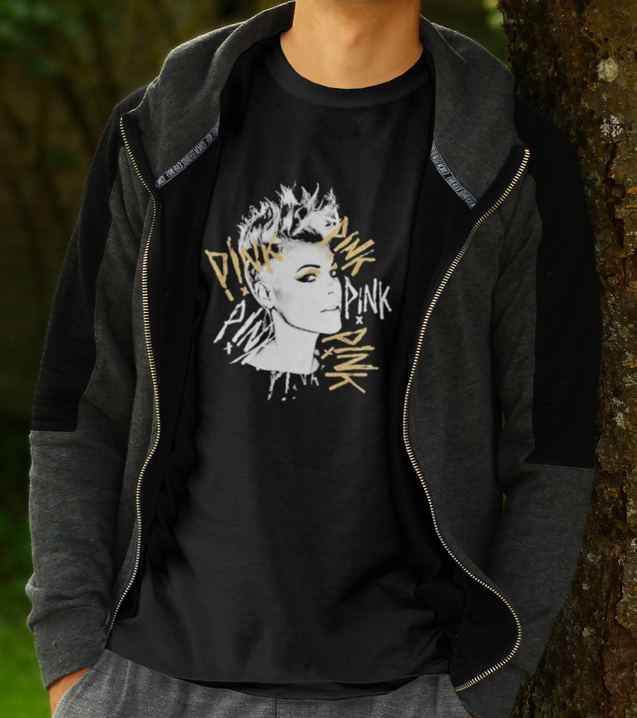 Pnk - Stylized Portrait With Pnk Text T-Shirt