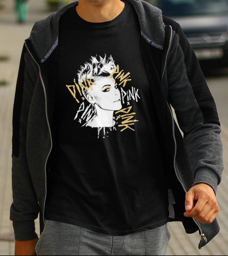 Pnk - Stylized Portrait With Pnk Text T-Shirt