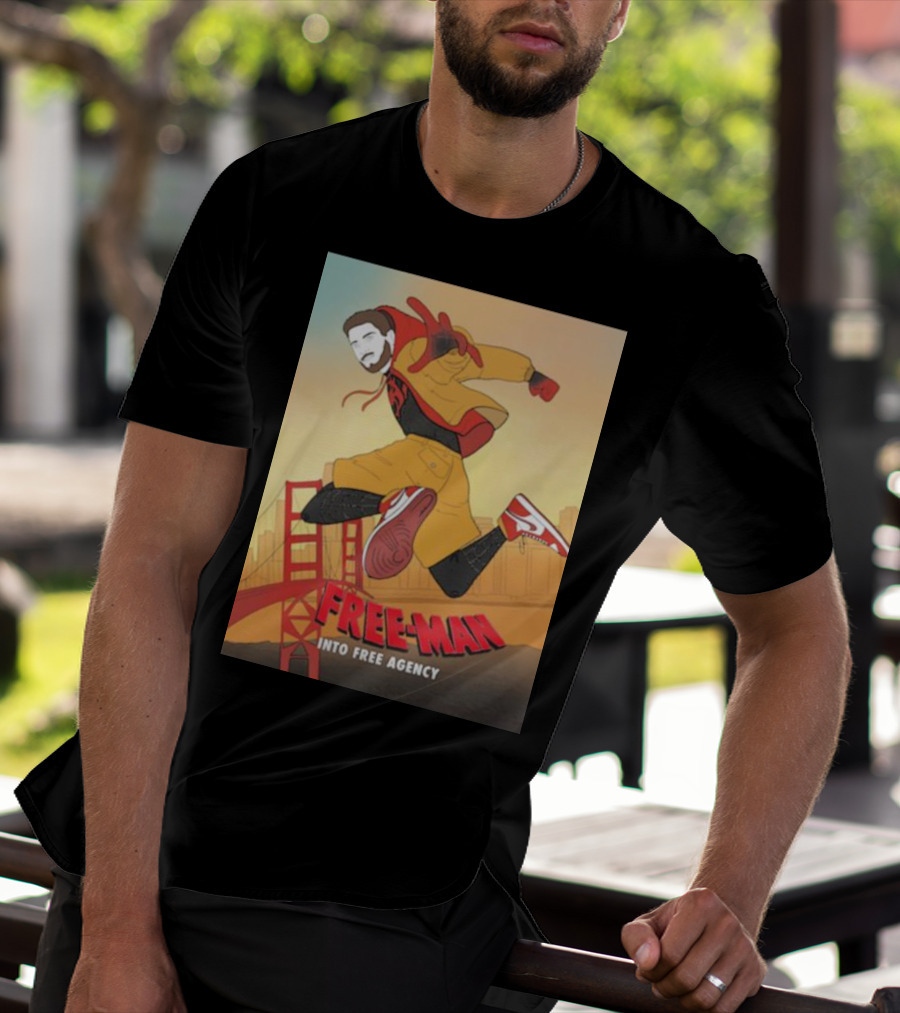 FREE-MAN Into Free Agency San Francisco Bridge Jumping Character T-Shirt
