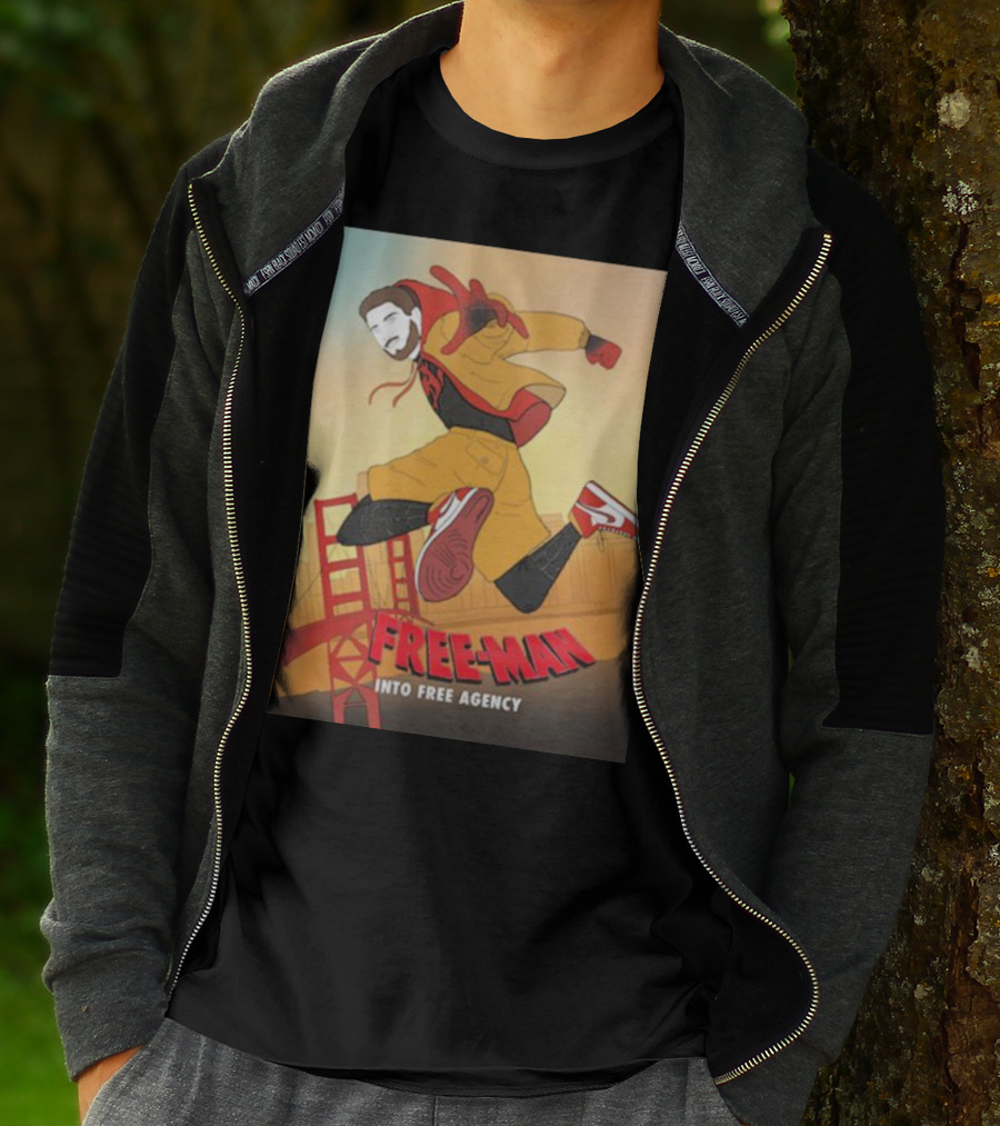 FREE-MAN Into Free Agency San Francisco Bridge Jumping Character T-Shirt