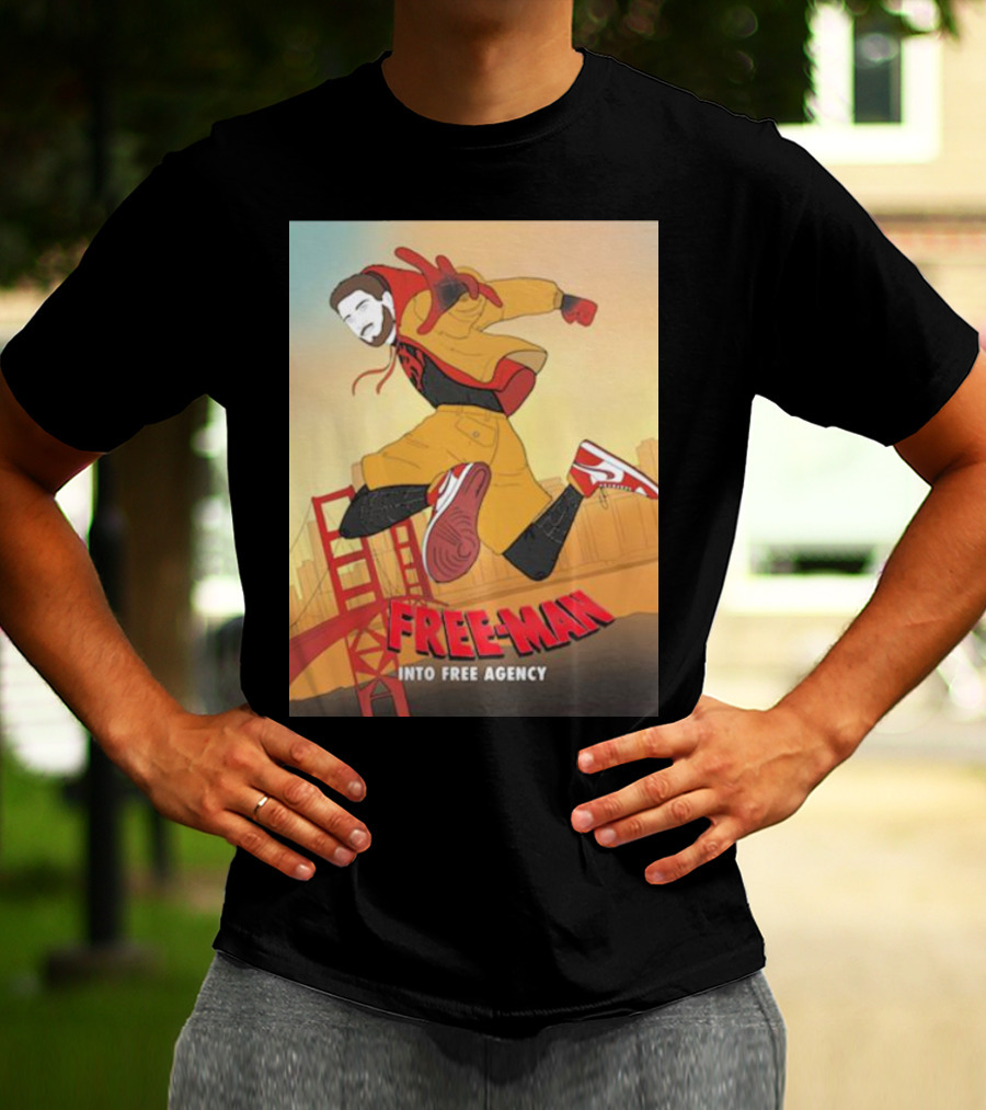 FREE-MAN Into Free Agency San Francisco Bridge Jumping Character T-Shirt