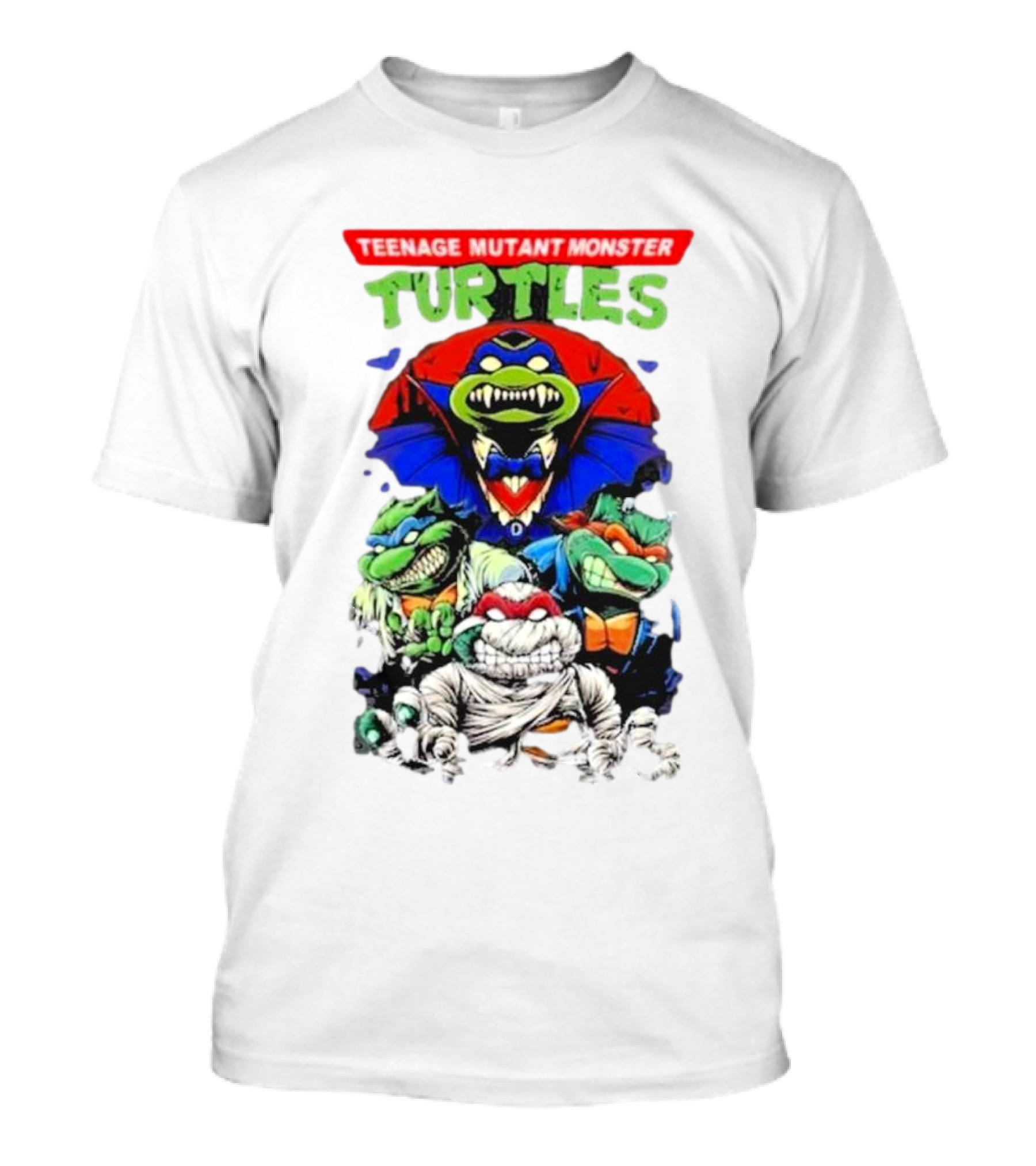 Teenage Mutant Monster Turtles Vampire Mummy Frankenstein Werewolf Mashup T-Shirt