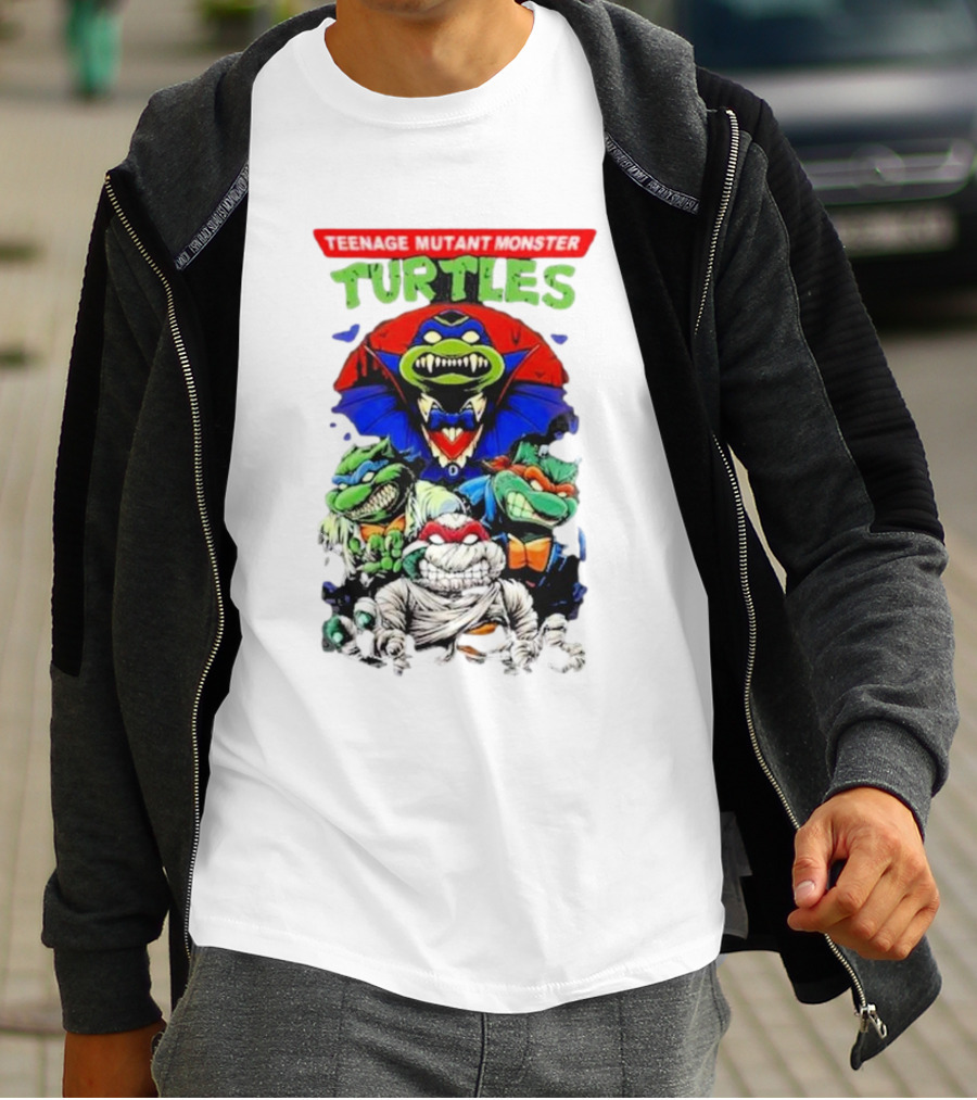 Teenage Mutant Monster Turtles Vampire Mummy Frankenstein Werewolf Mashup T-Shirt