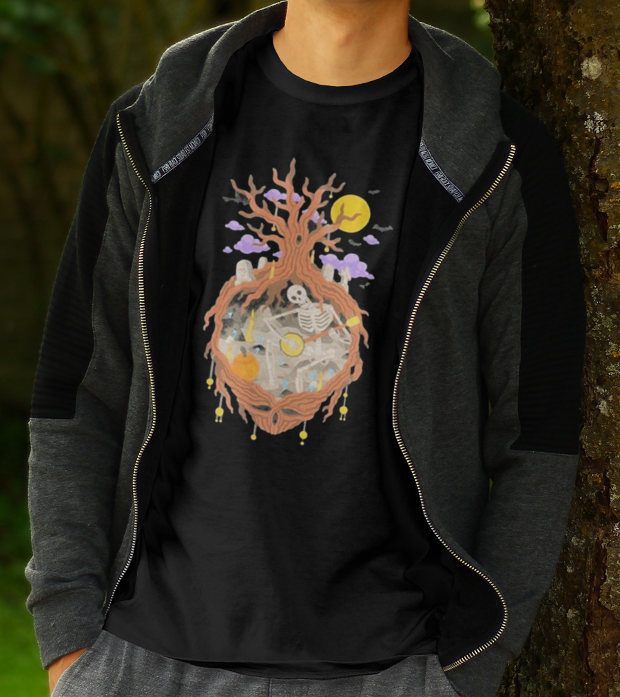 Grateful Dead The 13th Skeleton Moonlit Cemetery Tree T-Shirt