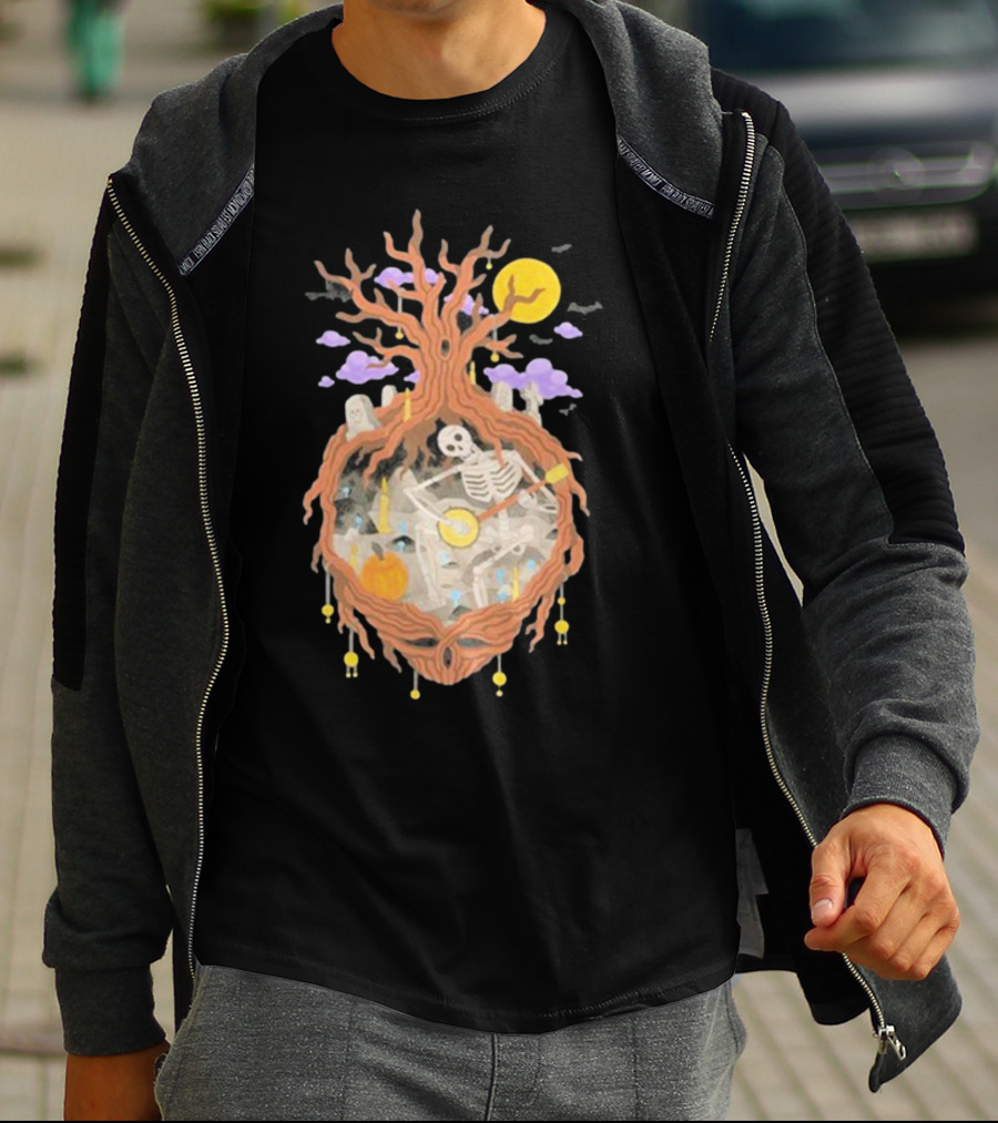 Grateful Dead The 13th Skeleton Moonlit Cemetery Tree T-Shirt