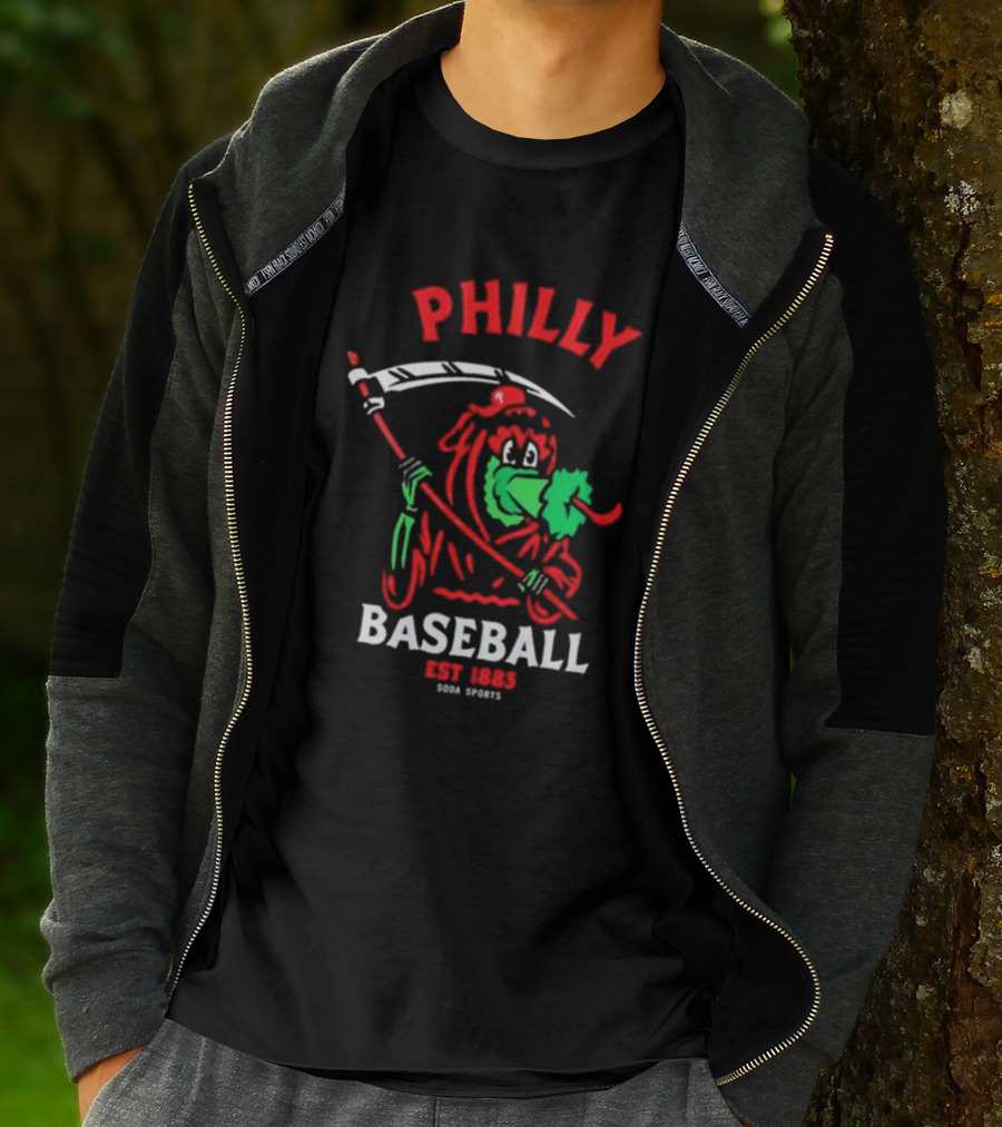 Philly Baseball Est 1883 Soda Sports Phillie Phanatic Grim Reaper T-Shirt