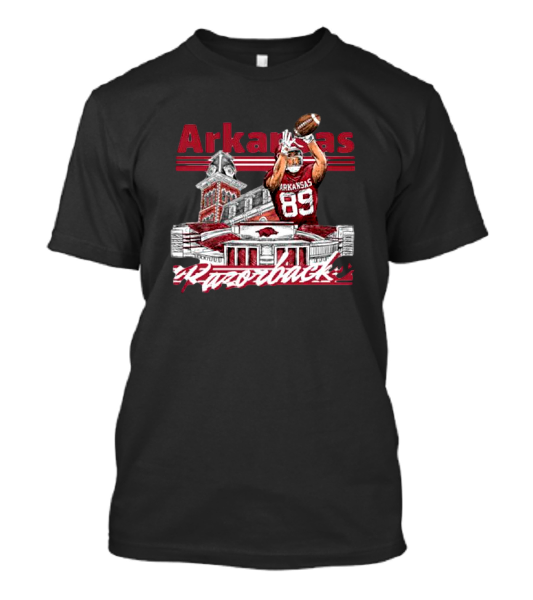 Arkansas Razorbacks Nathan Bax 89 Collegiate Landmarks Football Receiver T-Shirt
