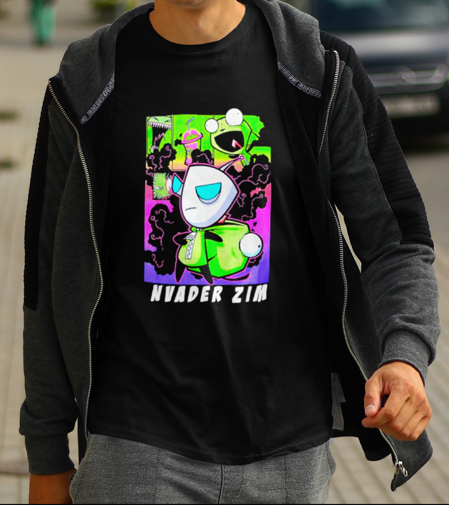 Invader Zim GIR Unzipped Neon Colors Cartoon T-Shirt