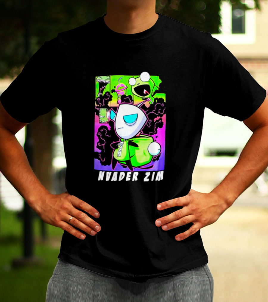 Invader Zim GIR Unzipped Neon Colors Cartoon T-Shirt