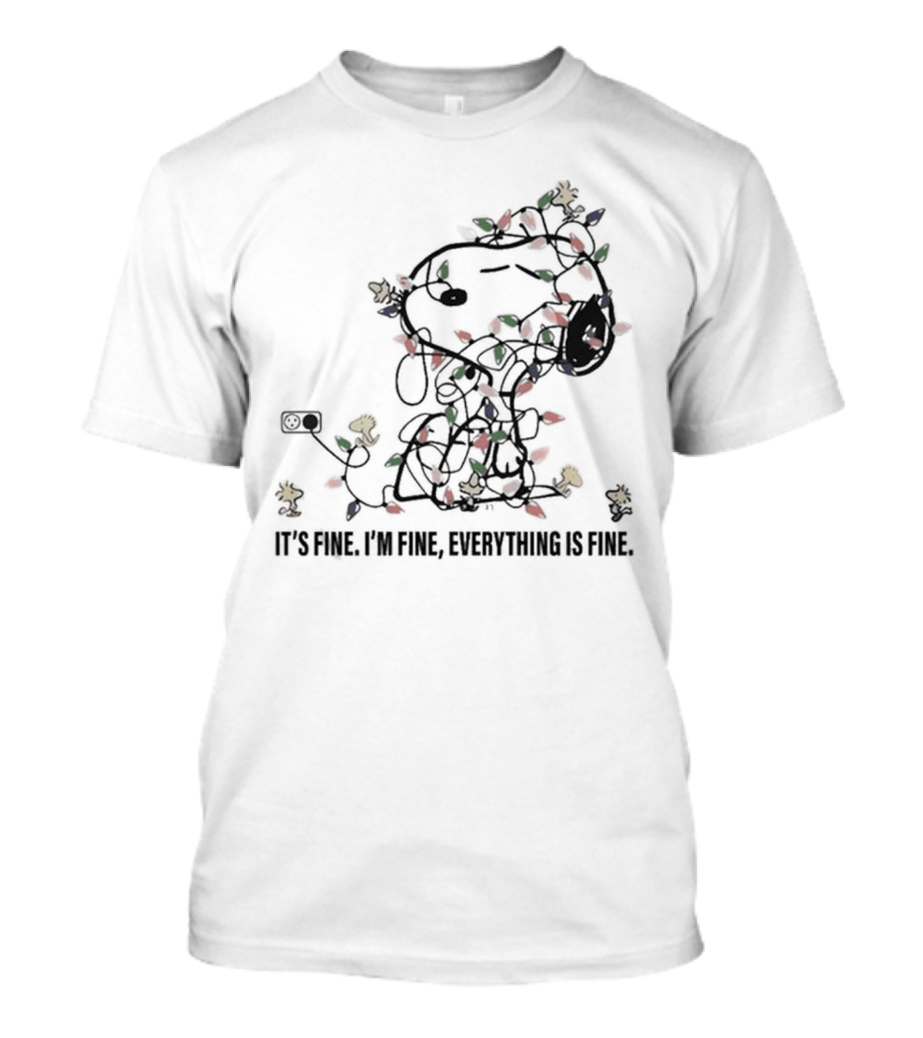 It's Fine I'm Fine Everything Is Fine Snoopy Christmas Lights T-Shirt