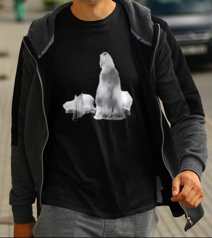 Luh Calm Eerie Spectral Figures On Dark Mysterious Background T-Shirt