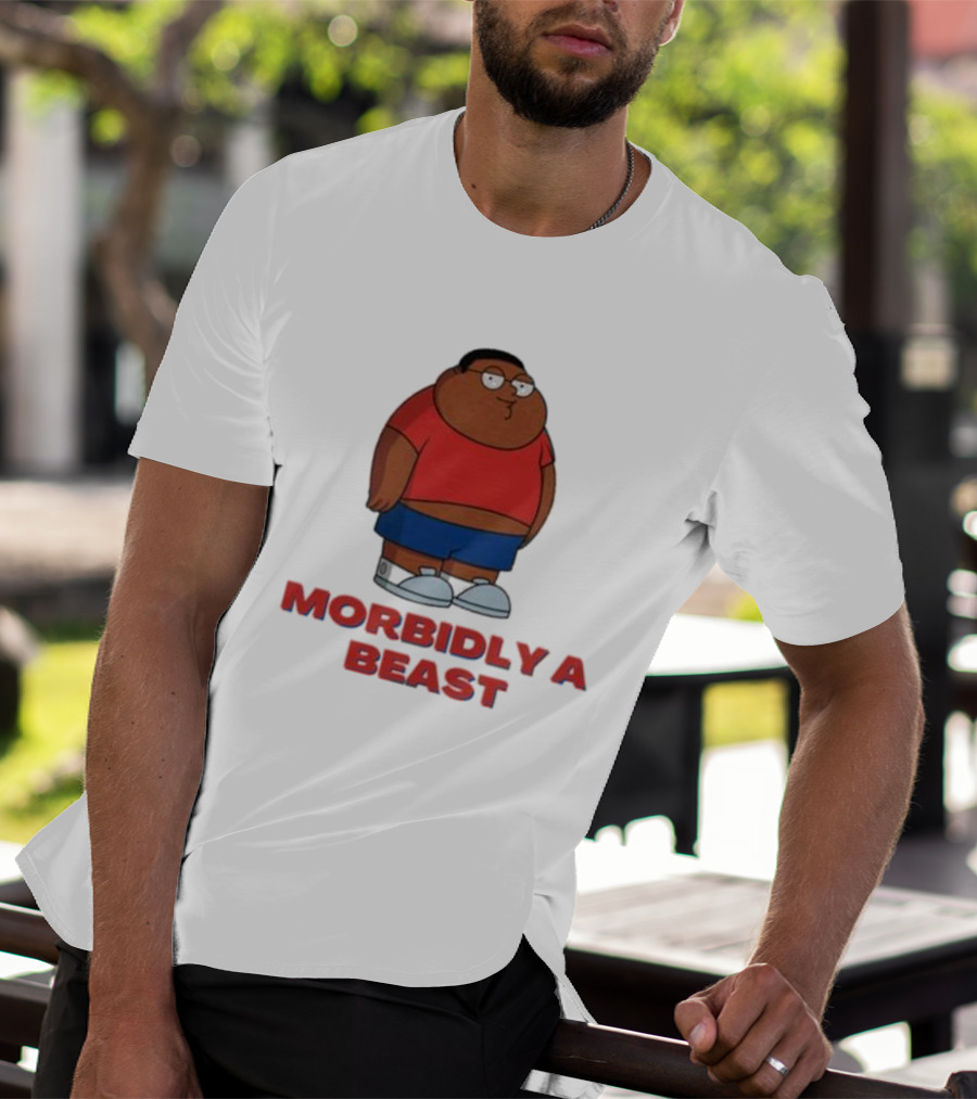 Morbidly A Beast Cartoon Character In Red And Blue T-Shirt