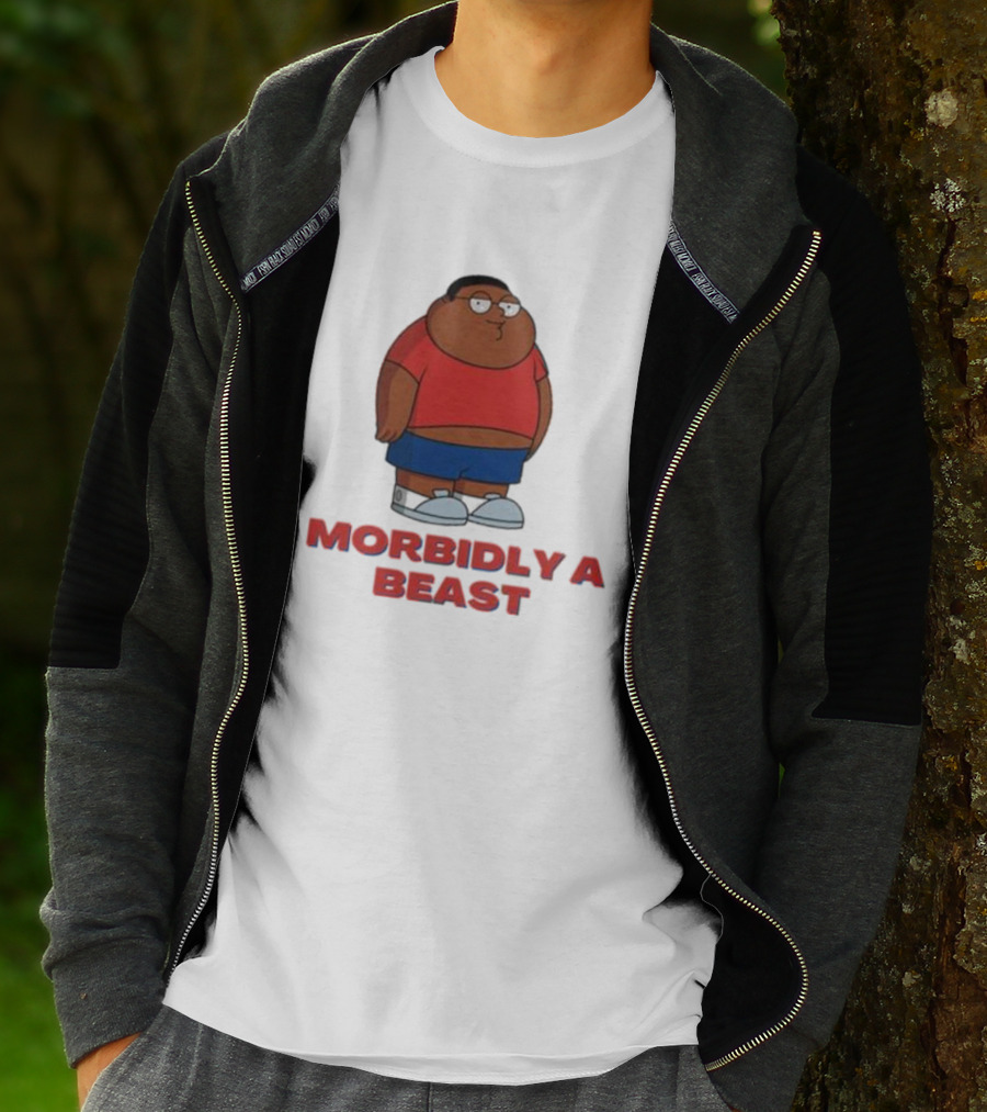 Morbidly A Beast Cartoon Character In Red And Blue T-Shirt
