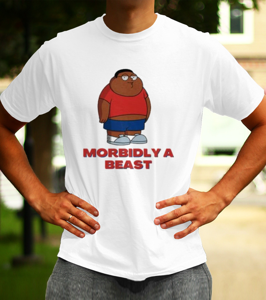 Morbidly A Beast Cartoon Character In Red And Blue T-Shirt