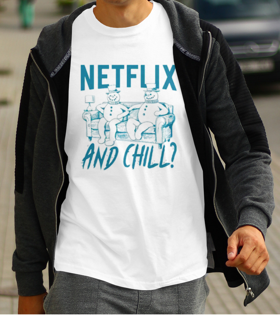 Netflix And Chill Snowman Couch Scene T-Shirt