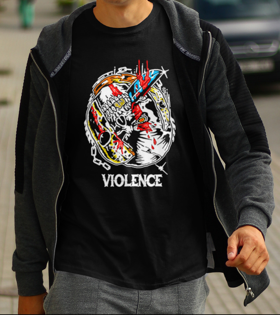 Slasher Mask Chainsaw Knife Violence T-Shirt