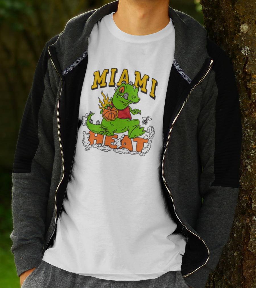 Miami Heat Reptar Holding Basketball Rugrats Crossover T-Shirt