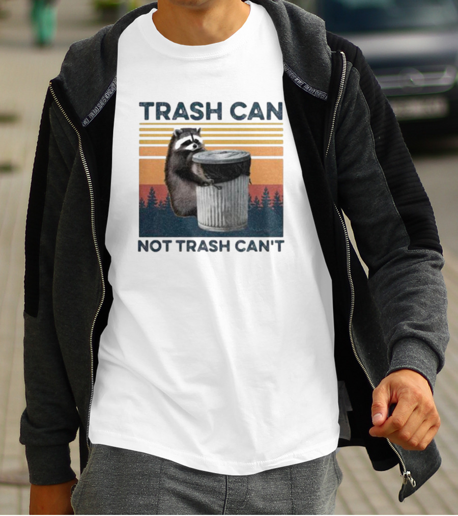 Trash Can Not Trash Can't Raccoon Vintage Retro Sunset Forest T-Shirt