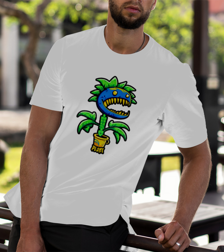 Industry Plant Blue Monster With Yellow Teeth In Yellow Pot T-Shirt