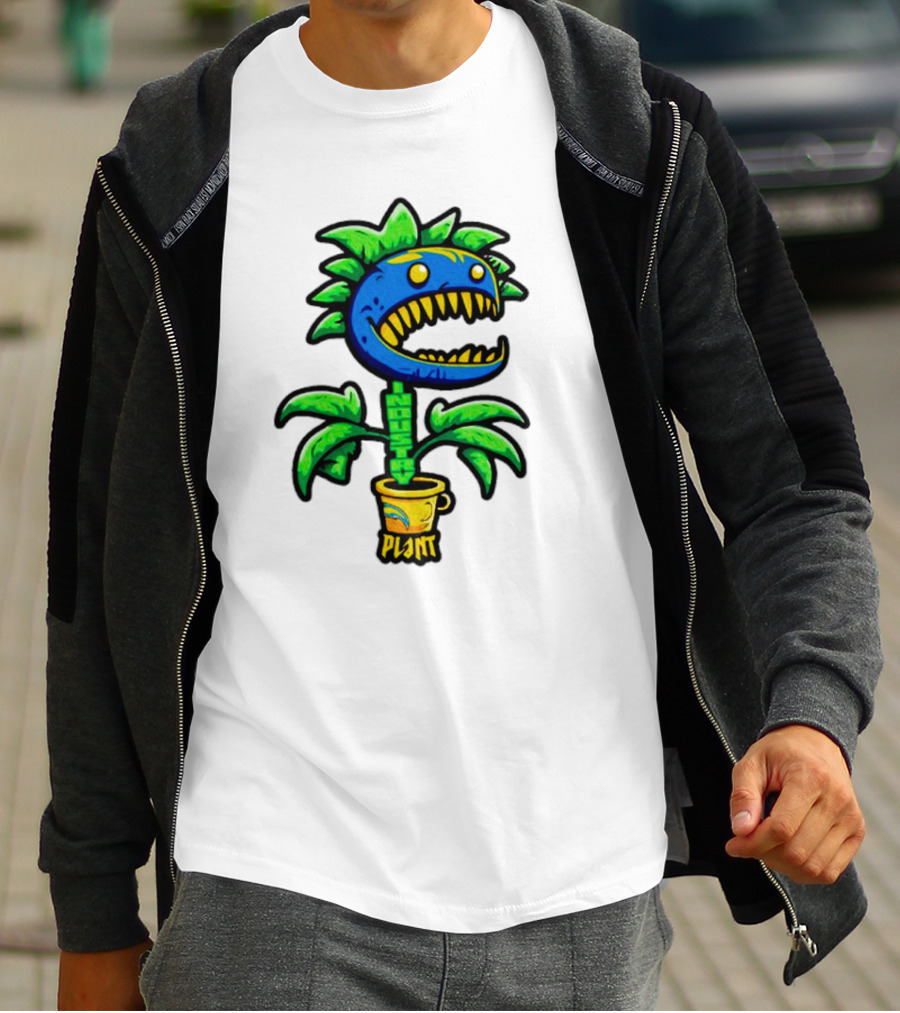 Industry Plant Blue Monster With Yellow Teeth In Yellow Pot T-Shirt