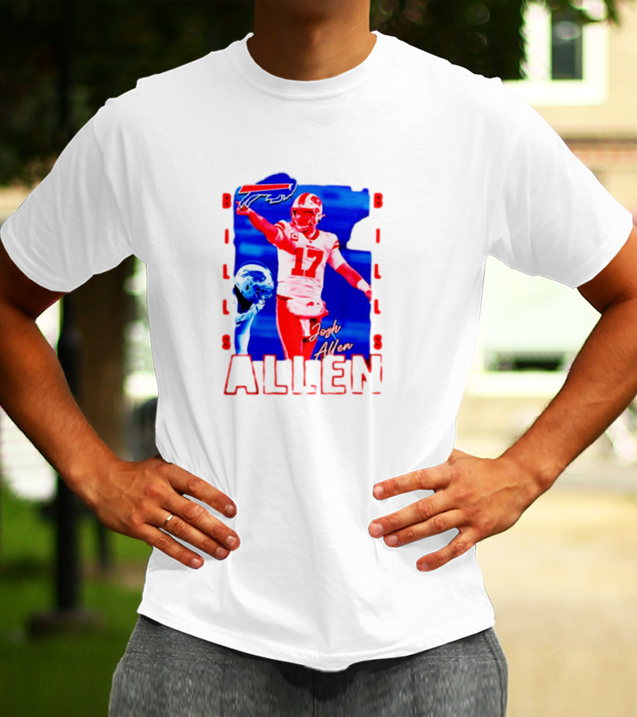 Josh Allen Buffalo Bills NFL Quarterback Iconic Play Action Image T-Shirt