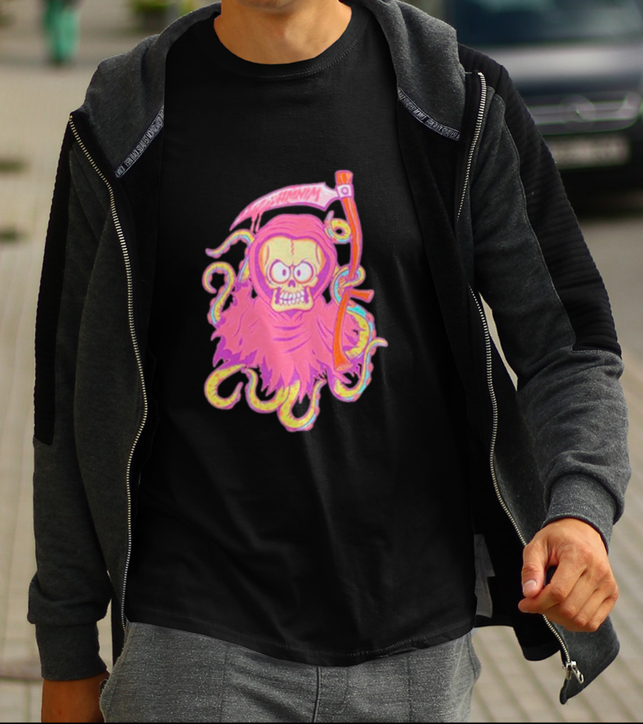 Mark Hoppus Hi My Name Is Mark Reaper Retro Neon Grim Reaper T-Shirt