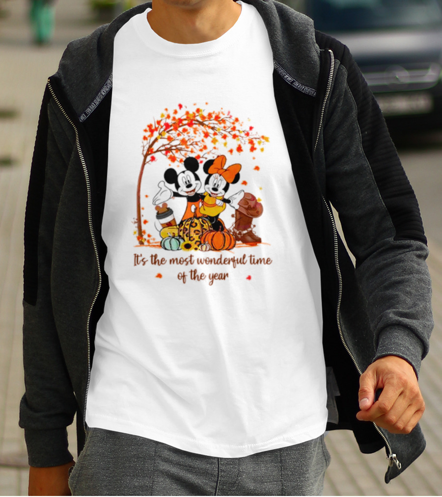 Mickey And Minnie It's The Most Wonderful Time Of The Year Thanksgiving T-Shirt