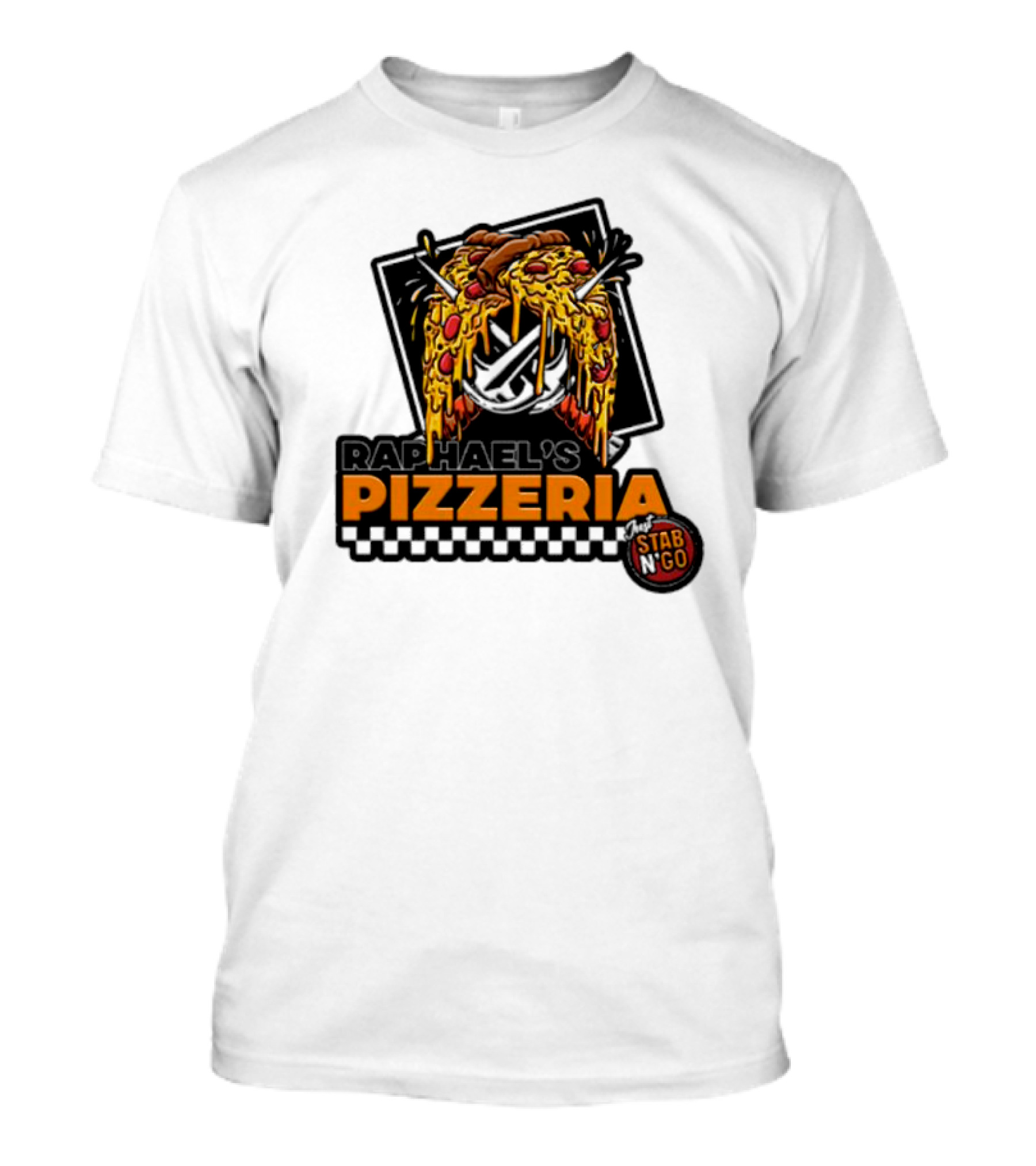 Raphael's Pizzeria Just Stab N' Go Pizza Graphic With Slicing Swords T-Shirt
