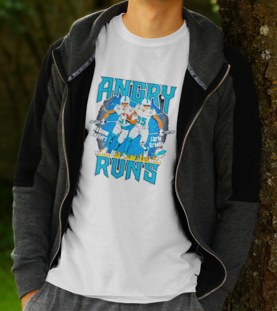 Angry Runs Dolphins Raheem Mostert Chris Brooks Football Action T-Shirt