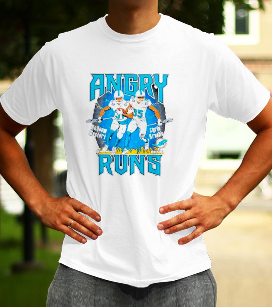 Angry Runs Dolphins Raheem Mostert Chris Brooks Football Action T-Shirt