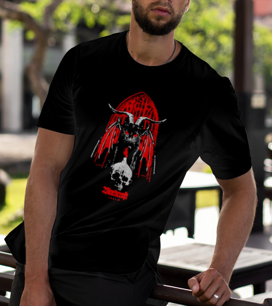 Blackcraftcult Lilith Cat Gothic Goat Skull Stained Glass T-Shirt