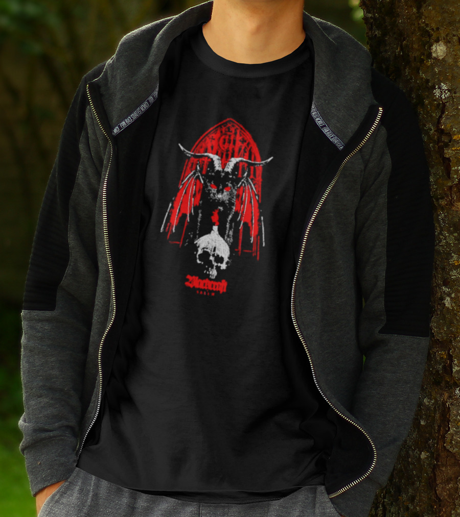 Blackcraftcult Lilith Cat Gothic Goat Skull Stained Glass T-Shirt